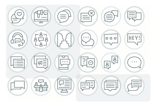 Conversation Ultimate Package with 24 High Resolution Thin Line Grid Fitted Icons vector