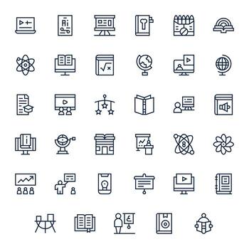 35 Editable Regular Line Icons designed for Learning Interface vector