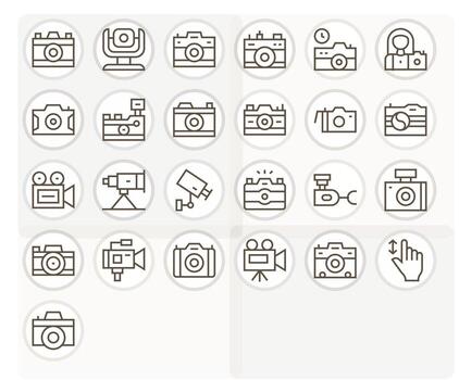 25 Pixel Aligned Regular Line Icons from Digital Camera Collection vector