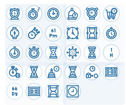 28 Retina Ready Bold Line Icons for Countdown with Display Perfect precision vector