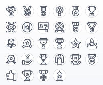 28 64x64 Icons for Recognition in Display Perfect Bold Line Format vector