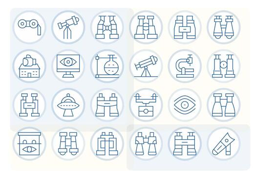 24 Delgado línea píxel alineado íconos hecho a mano para observación 128x128 aplicaciones vector