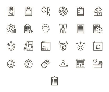 productividad moderno colección con 25 regular línea 256x256 píxel optimizado íconos vector