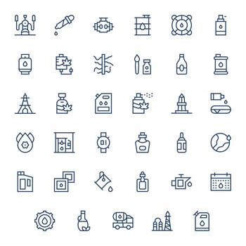 35 Icons for Oil optimized in Pixel Optimized 64x64 Regular Line resolution vector
