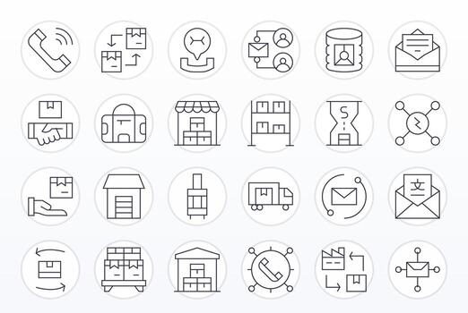 Inbound Digital Pack containing 24 Pixel Optimized Thin Line High Resolution Icons vector