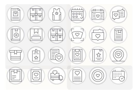 24 Thin Line Pixel Optimized Icons tailored for Marked 64x64 interface vector