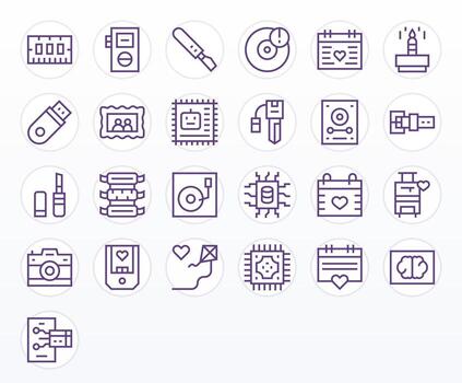 Memory Icon Repository containing 25 Regular Line High Resolution Pixel Optimized graphics vector
