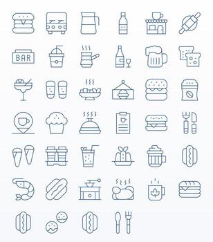Cafe Icon Repository containing 40 Thin Line 64x64 Display Perfect graphics vector