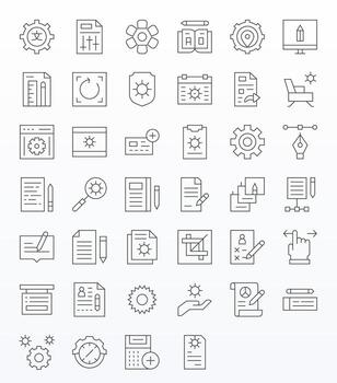 Modify Icon Toolkit featuring 40 Pixel Optimized 64x64 Thin Line elements vector