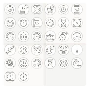 32 Countdown Pixel Optimized Icons in High Resolution Thin Line Aesthetic vector