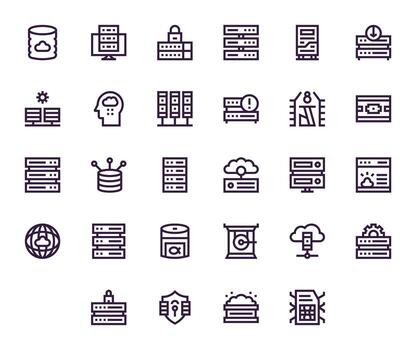 28 íconos para datos centrar optimizado en detalle mejorado retina Listo negrita línea resolución vector