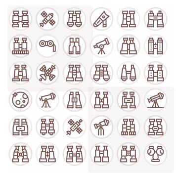 Telescope Icon Set with 36 Bold Line High Resolution Display Perfect Graphics vector