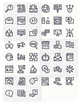 45 retina Listo negrita línea píxel alineado íconos para consulta proyectos vector