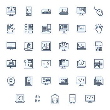 35 Display Perfect Icons themed around Computer in 128x128 Regular Line format vector