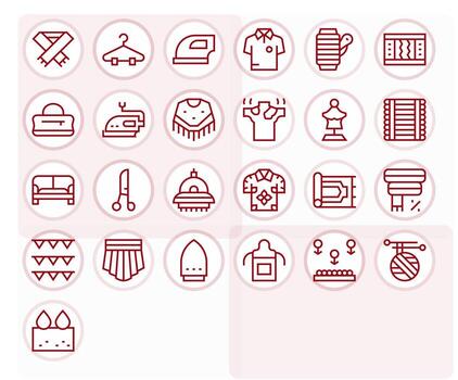 Fabric featuring 25 High Resolution Icons in Regular Line Design vector