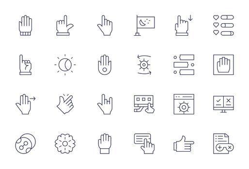 24 Delgado línea píxel alineado vectores para opción tema