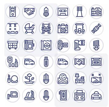 36 64x64 Bold Line Icons optimized for Compact Pixel Optimized display vector
