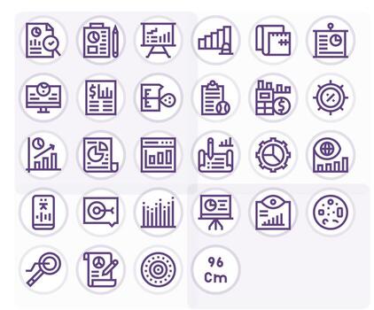 Metrics featuring 28 High Resolution Icons in Bold Line Design vector
