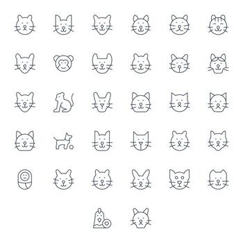 Adorable Icon Toolkit featuring 32 Pixel Aligned 256x256 Thin Line elements vector