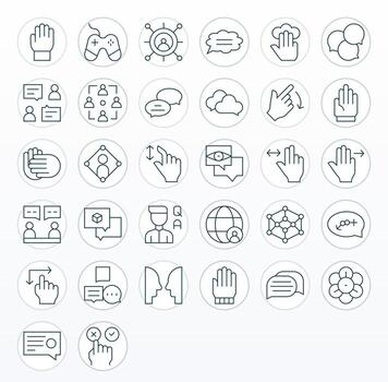 Interaction Icon Library with 32 Thin Line High Resolution Pixel Optimized Designs vector