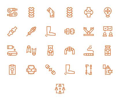 25 alto resolución regular línea íconos optimizado para articulación píxel Perfecto monitor vector