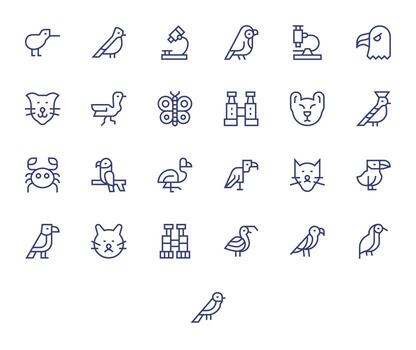 Zoology 256x256 Icon Pack with 25 Regular Line Pixel Optimized Elements vector