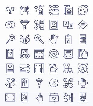 42 regular línea píxel alineado diseños para selección 256x256 íconos vector