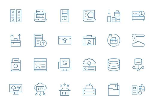 Online Storage Icon Set with 24 Thin Line Retina Ready Display Perfect Graphics vector