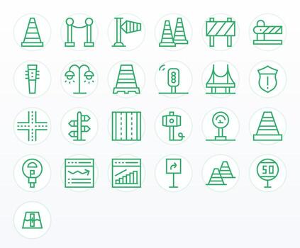 Traffic Modern Collection with 25 Regular Line High Resolution PIXEL Perfect Icons vector