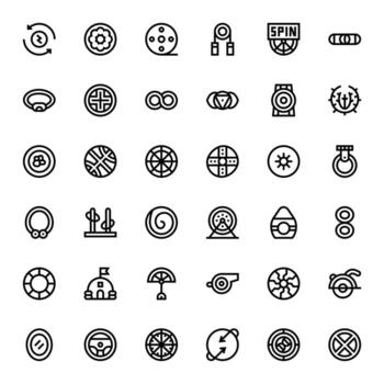 36 128x128 negrita línea íconos optimizado para circular cuadrícula equipado monitor vector