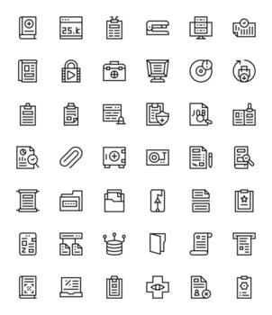 Regular Line PIXEL Perfect Icons from File Set with 42 256x256 Icons vector