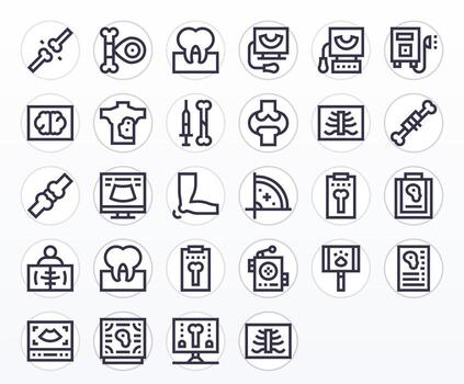 28 Icons for Radiology optimized in PIXEL Perfect High Resolution Bold Line resolution vector