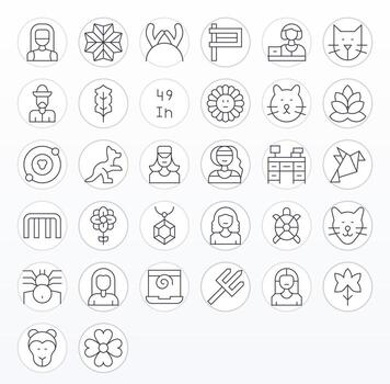 32 128x128 Delgado línea íconos optimizado para lineal cuadrícula equipado monitor vector