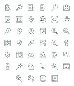 40 64x64 Icons for Find in Grid Fitted Thin Line Format vector