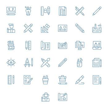 Pencil Icon Repository containing 32 Thin Line 128x128 Pixel Aligned graphics vector