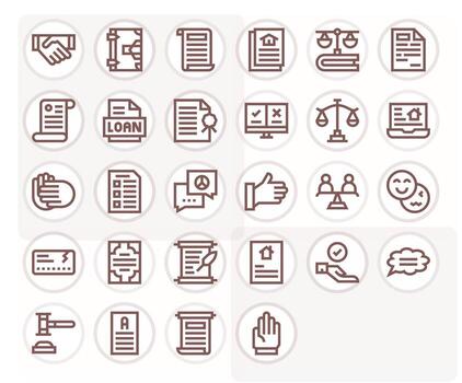 28 128x128 Bold Line Icons optimized for Agreement Pixel Optimized display vector