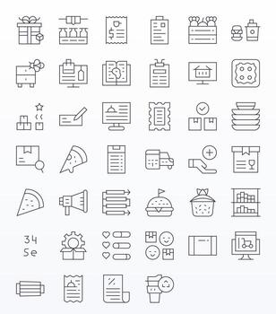 Order Design Icons featuring 40 Pixel Optimized Thin Line Style vector