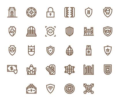 Guarded Icon Toolkit featuring 28 Grid Fitted High Resolution Bold Line elements vector