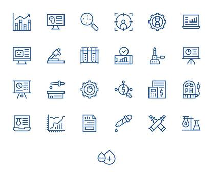 25 regular línea píxel alineado íconos a la medida para análisis 128x128 interfaz vector