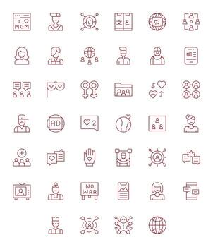 Social Complete Package with 40 High Resolution Thin Line Pixel Optimized Icons vector