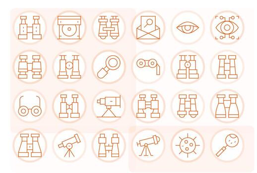 24 Thin Line Grid Fitted Icons crafted for Optical High Resolution applications vector