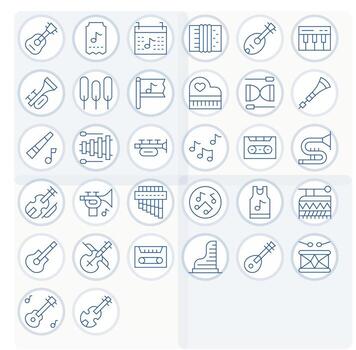 Melody Complete Package with 32 128x128 Thin Line Pixel Optimized Icons vector