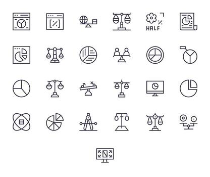 25 íconos para proporción presentando alto resolución píxel optimizado regular línea gráficos vector