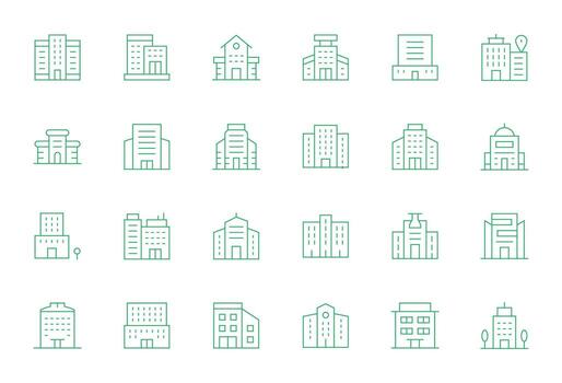 24 Editable High Resolution Icons for Headquarters in elegant Thin Line design vector