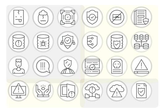 24 Icons for Data Integrity optimized in Display Perfect 64x64 Thin Line resolution vector