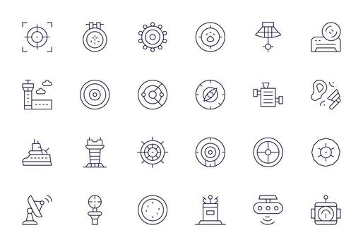 24 Delgado línea íconos diseñado para Radar en 256x256 monitor Perfecto formato vector