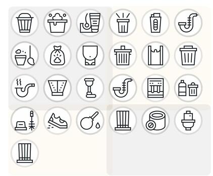 Waste Comprehensive Bundle with 25 Pixel Optimized Regular Line High Resolution Icons vector