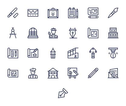 25 Regular Line PIXEL Perfect Icons for Sketch Graphics vector