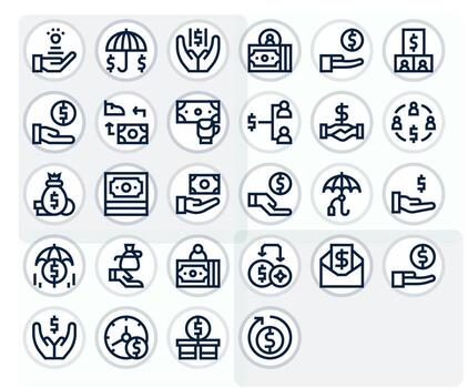28 High Resolution Pixel Optimized Icons for Compensation in Bold Line Theme vector