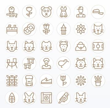 35 Regular Line Pixel Optimized Vectors for Simple Design Theme